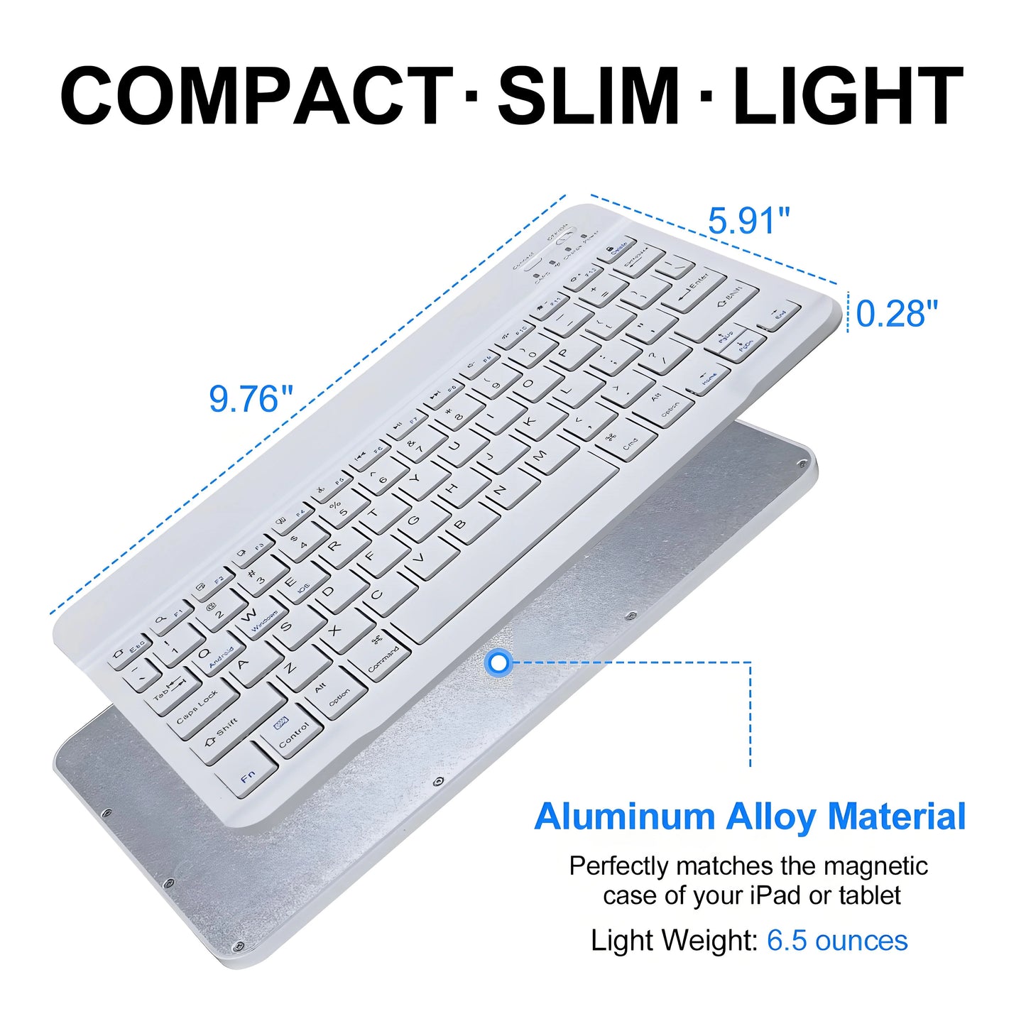 Slim Bluetooth Wireless Keyboard - 20-Day Battery Range