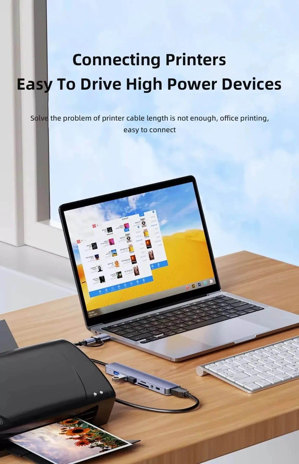 USB C Hub:  8 in 2 USB Extender with 4 USB Port 1 USBC Port TF/SD Card Reader